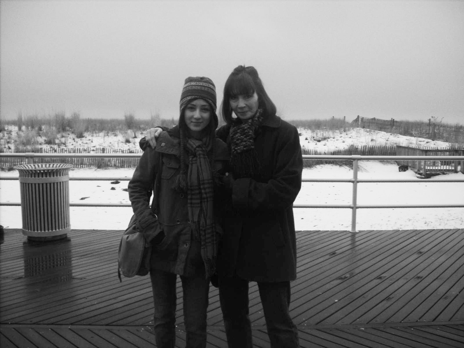 Therese and Marion Sadge on the boardwalk in Atlantic City NJ - January 19, 2009 - Photo: Unknown but kind stranger on the Atlantic City Boardwalk. Thank you!