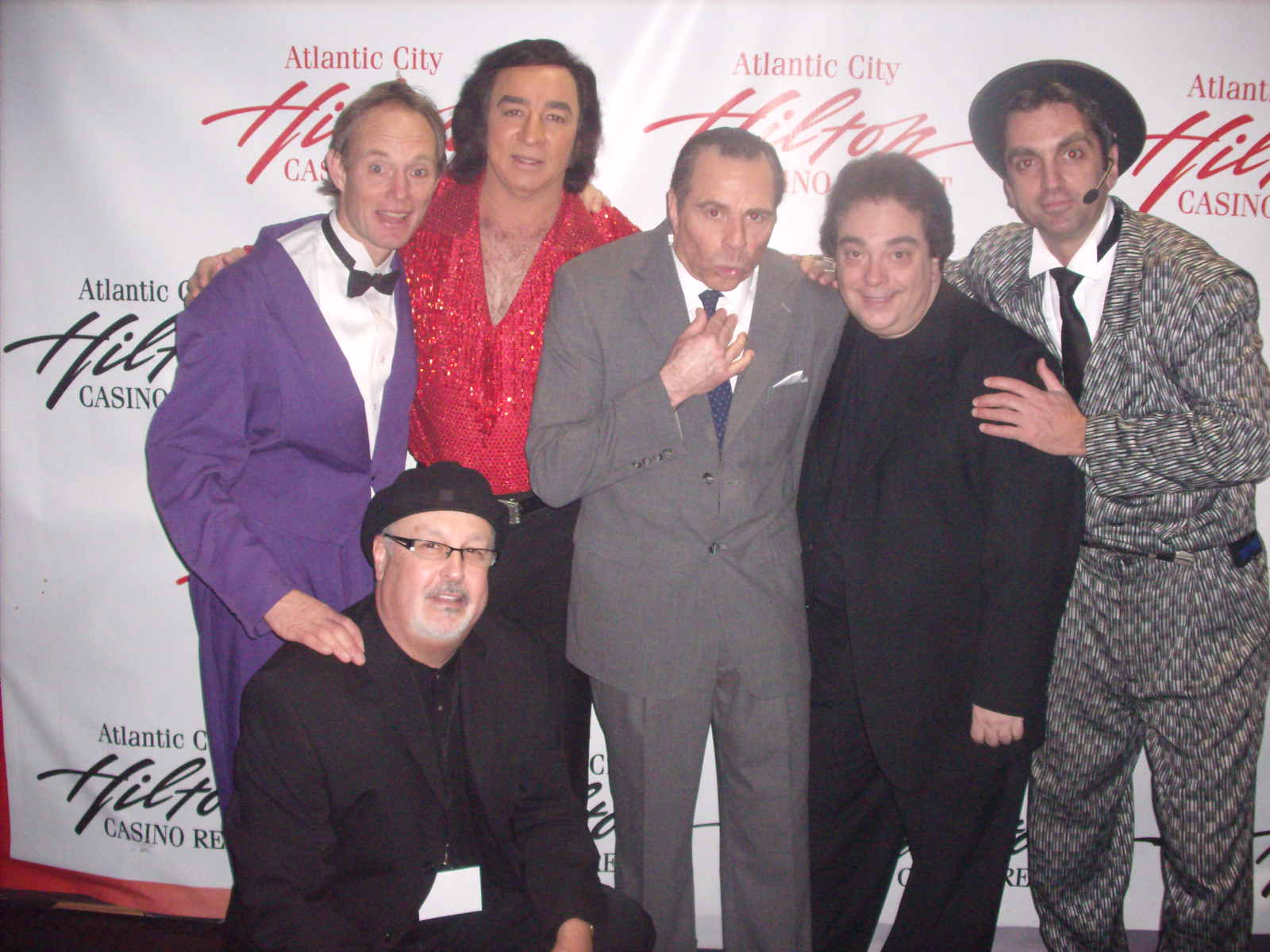 Cast of A Really Big Shew at the Hilton Casino Resort in Atlantic City: Tom Sadge; Glen Singer; Jeff DeHart; Hendrick; Pete Michaels along with Gene Siler, Siler Associates (producer). Photo: Marion Sadge, webmaster TomSadge.com