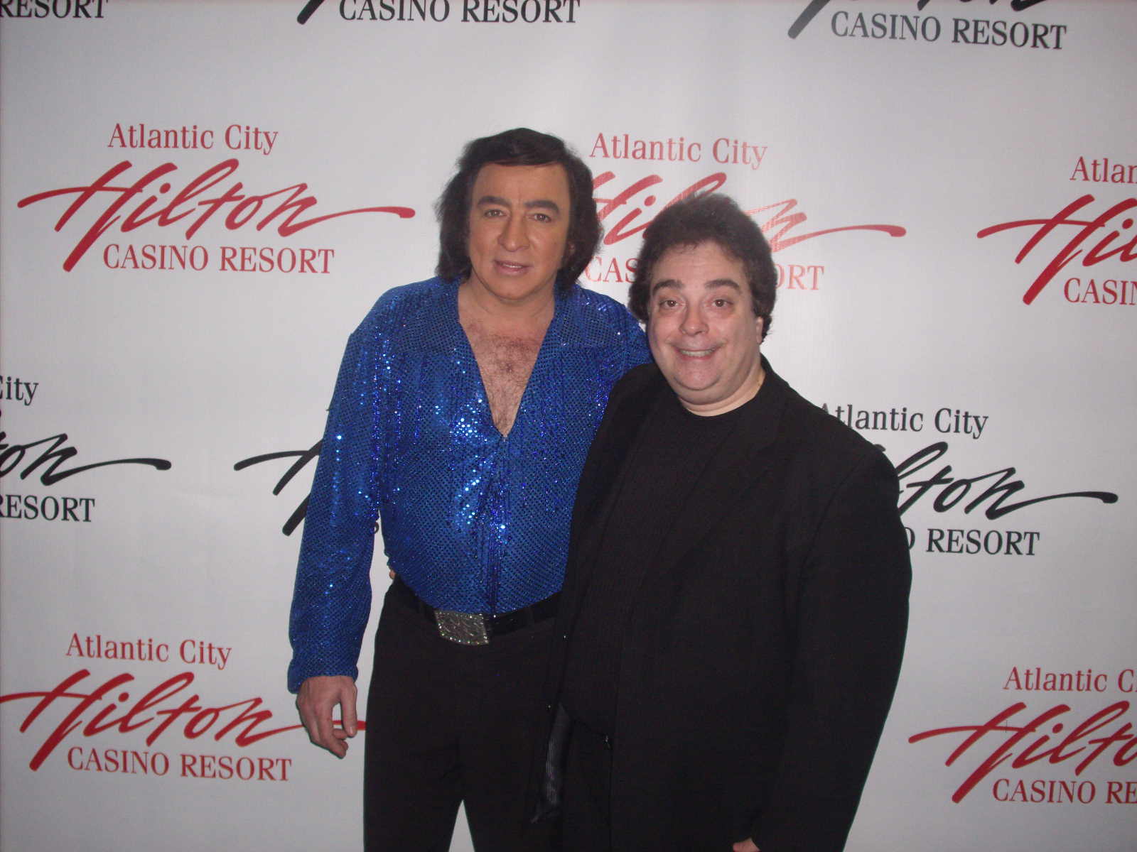 Tom Sadge as Neil Diamond with Pete Michaels, Ventriloquist/Comedian/Singer, from the cast of A Really Big Shew - Hilton Casino Resort Atlantic City NJ - Photo: Marion Sadge - webmaster of TomSadge.com