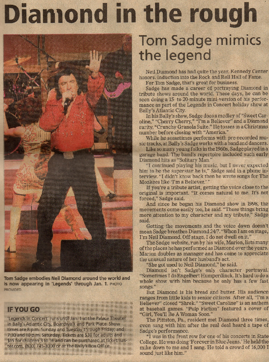 Testimonials for best tribute artist as Neil Diamond