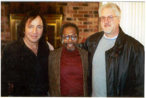 Tom Sadge with Vince Charles of Neil Diamond's band and Jerry Kishbaugh, columnist.